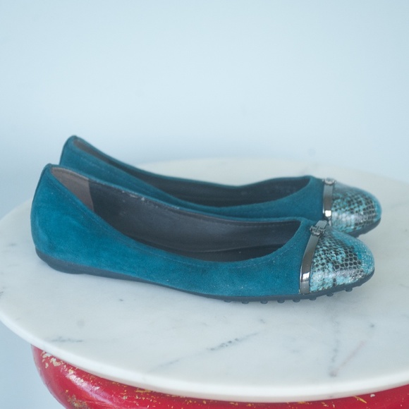 Tory Burch | Shoes | Tory Burch Teal Suede Leather Snake Pacey Driver